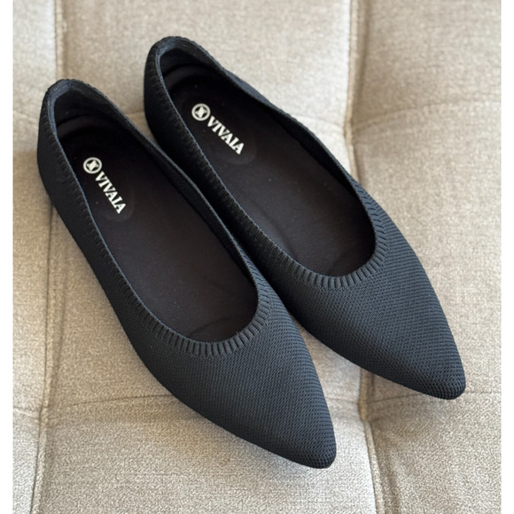 Vivaia Aria 5 Pointed Toe Flats Black Comfort Shoes 41.5, US 10 - Picture 4 of 12